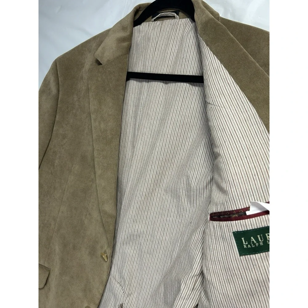 Lauren Ralph‎ Lauren Corduroy Blazer Men's 42R Brown 2 Button Nylon Stretch